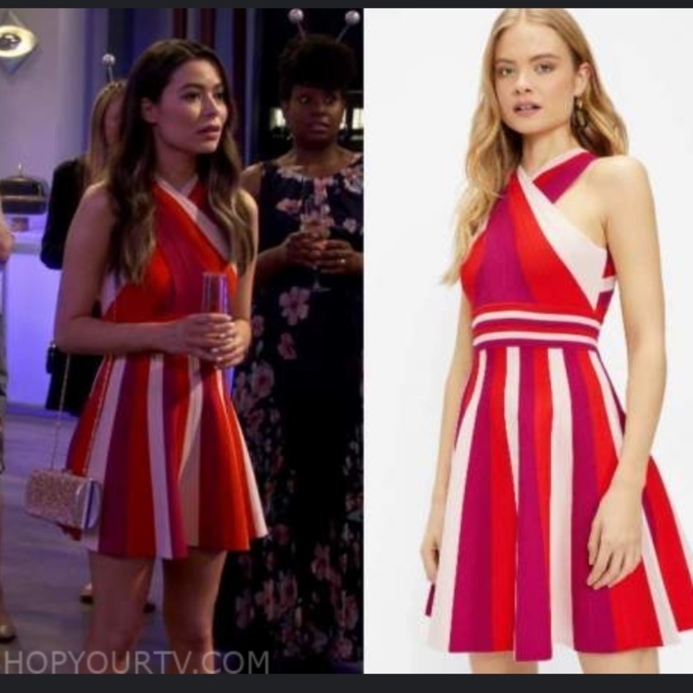 Ted Baker Hadliy Stripe Knit Dress skater knit fall party cocktail stripe $255